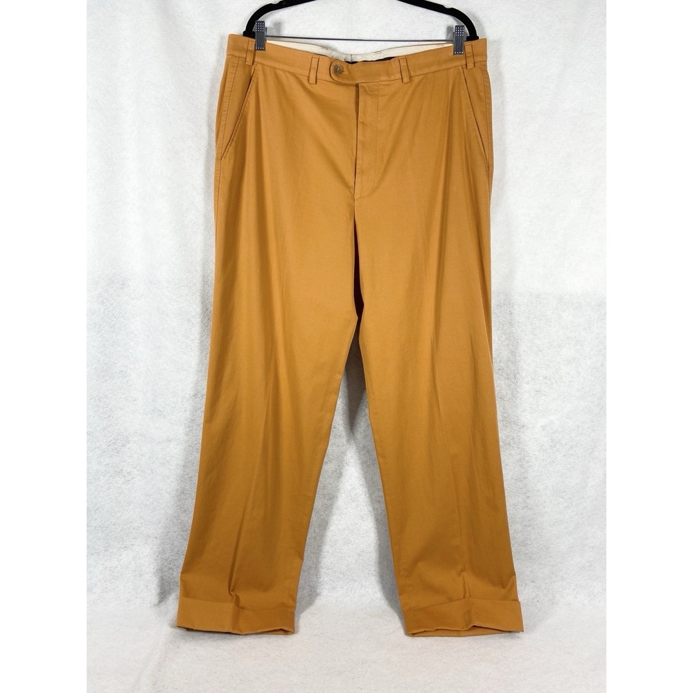 Hiltl Sports Pants Mens 38x31 Orange Flat Front Cotton Blend Luxury Comfort